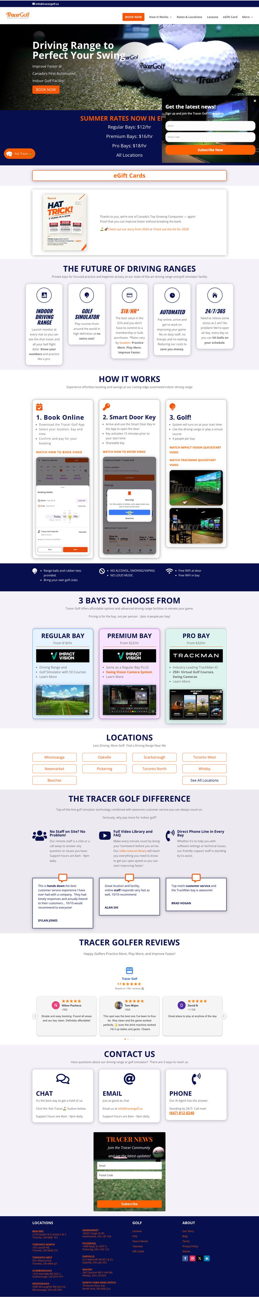 Tracer Golf 首页截图